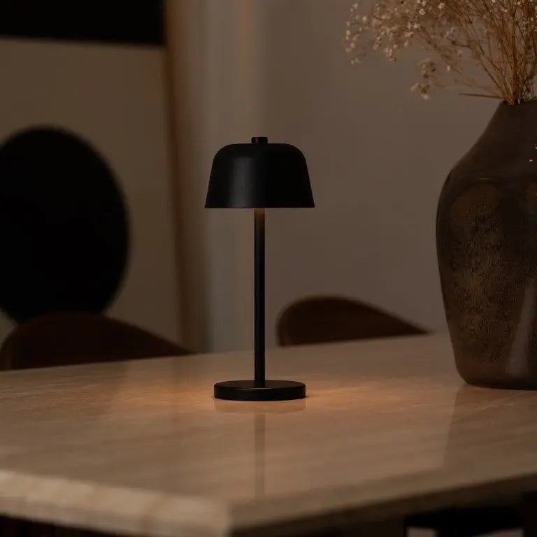 Anton Black Rechargeable Table Lamp | Stylish and Wireless Lighting