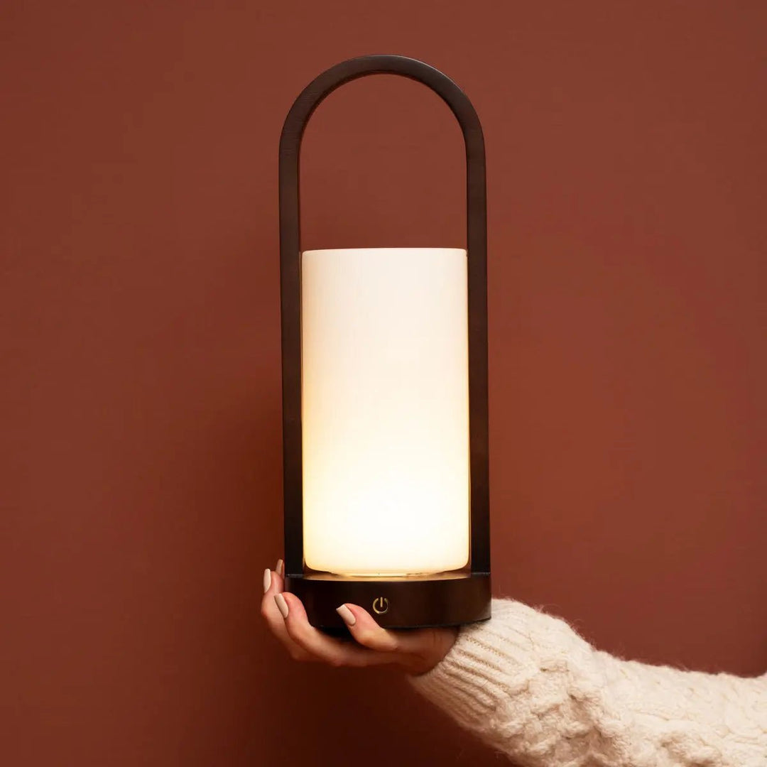 Evie Dark Brown Rechargeable Wooden Table Lamp – Dimmable & Cordless