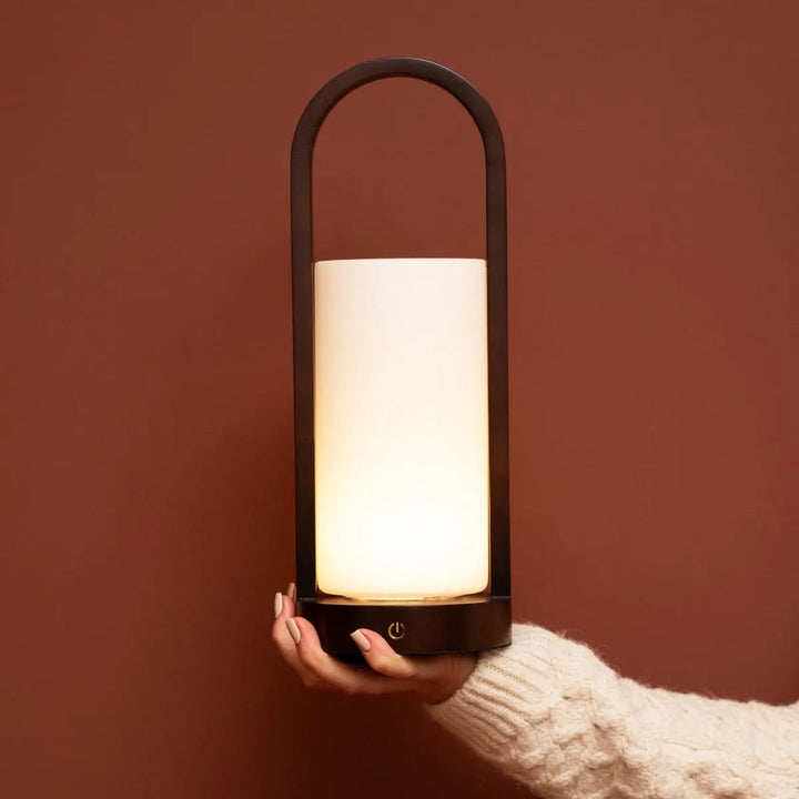 Evie Dark Brown Rechargeable Wooden Table Lamp – Dimmable & Cordless