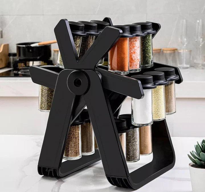 SpiceTurn - Ingenious Rotating Spice Rack - Smooth 360° Rotation with Airtight Jars