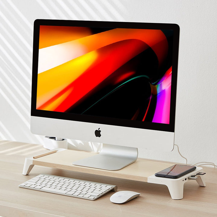 CLEVLO | Monitor Stand with Wireless Fast Charger