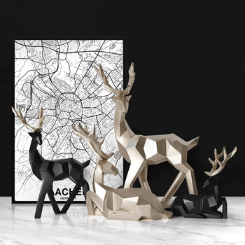 Nordic Grace Reindeer Figurines Set - Captivating Reindeer Sculptures Reflecting Scandinavian Elegance