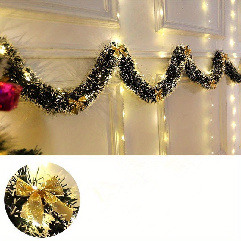 TwinkleTinsel – 2 Set LED Christmas Garland with Battery Lighting