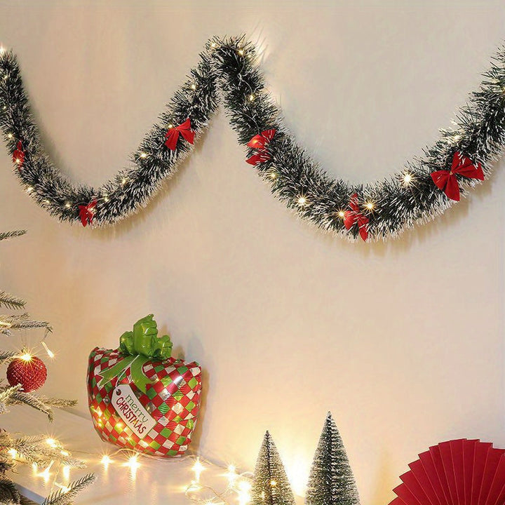 TwinkleTinsel – 2 Set LED Christmas Garland with Battery Lighting