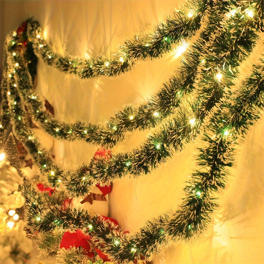 TwinkleTinsel – 2 Set LED Christmas Garland with Battery Lighting
