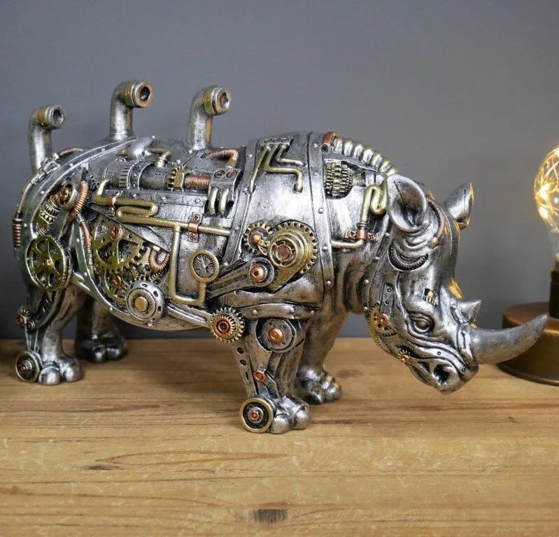 MechaMenagerie Steampunk Animal Sculptures - Intriguing Fusion of Antique and Modern Designs - Perfect for Unique Interior Decoration