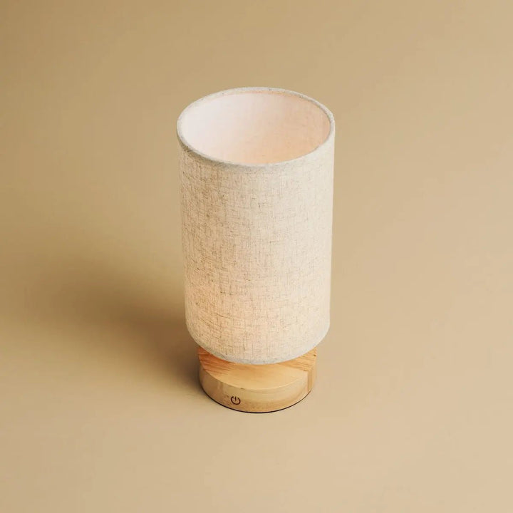 Light brown wooden table lamp - rechargeable and dimmable