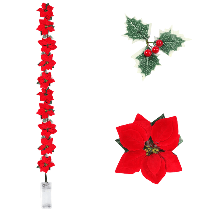 PoinsettiaGlow | Poinsettia Flower Garland Lights