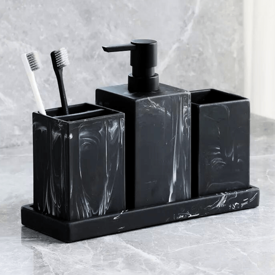 EleganceTouch | Complete Marble Bathroom Organizer Set
