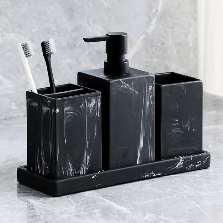 EleganceTouch | Complete Marble Bathroom Organizer Set