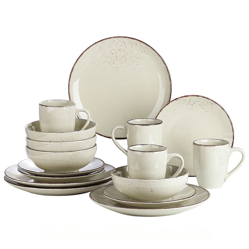 StoneCraft | Beige Ceramic Table Set with Plates and Mugs
