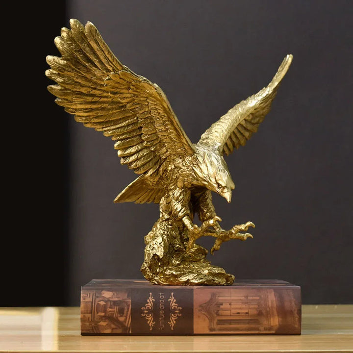 MajesticGold Golden Eagle Statue - Luxury Decorative Accent - Ideal for Home, Office, or as a Unique Gift