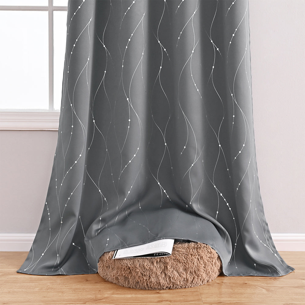 DarkRipple | Blackout Curtain with Dot and Wave Patterns