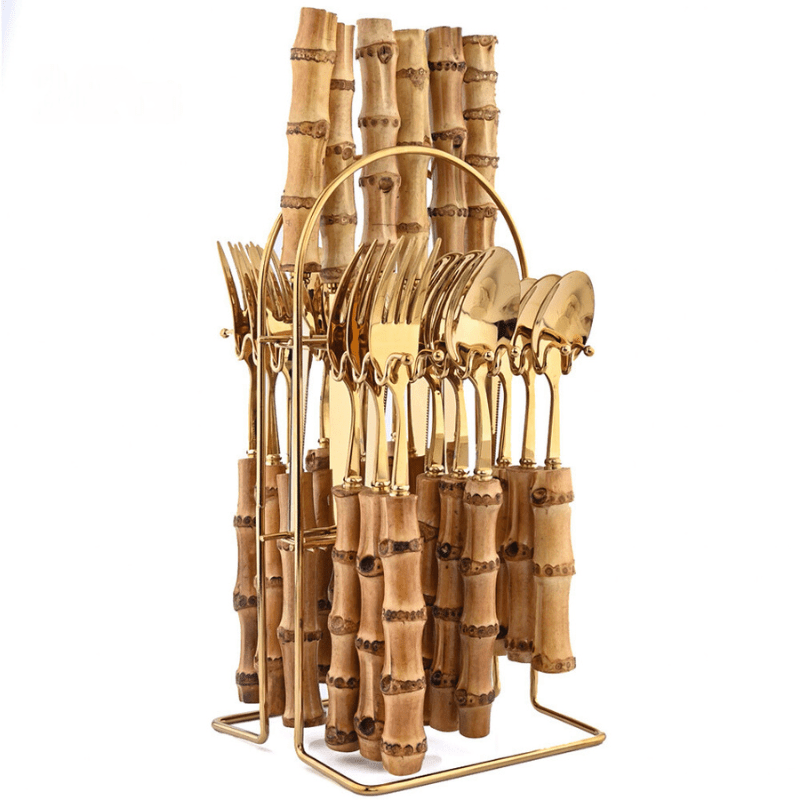 BambooGrace | Bamboo Handle Stainless Steel Cutlery Set