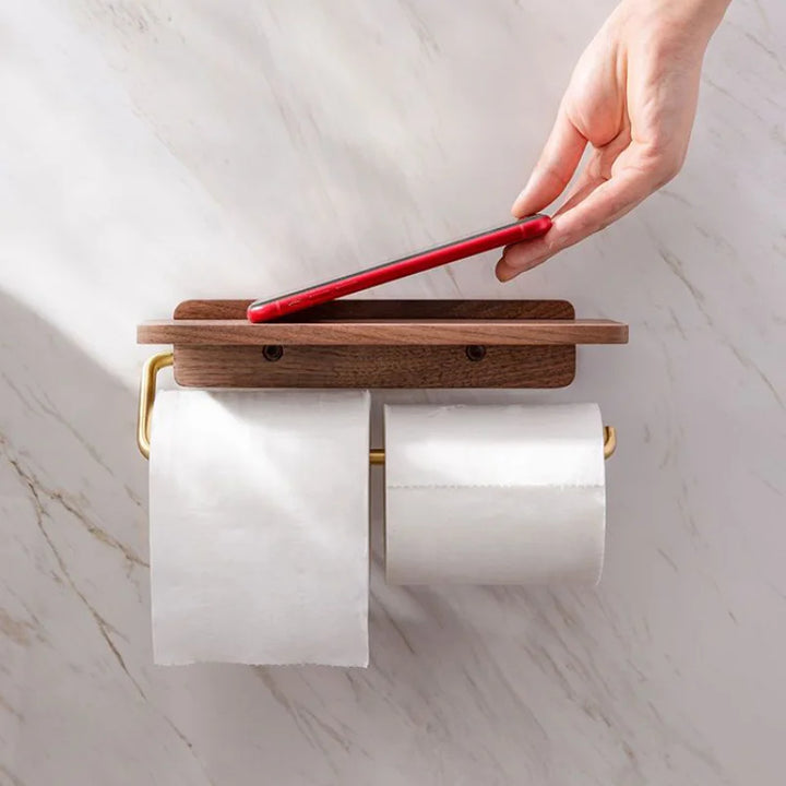 DecoRoll | Stylish Roll Holder with Wooden Shelf