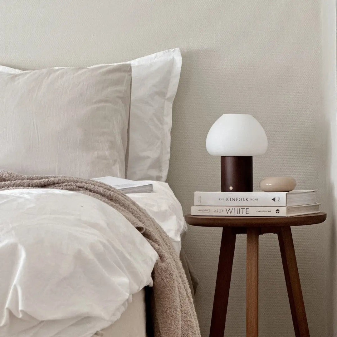 Fynn Dark Brown Wooden Lamp – Rechargeable & Dimmable Light