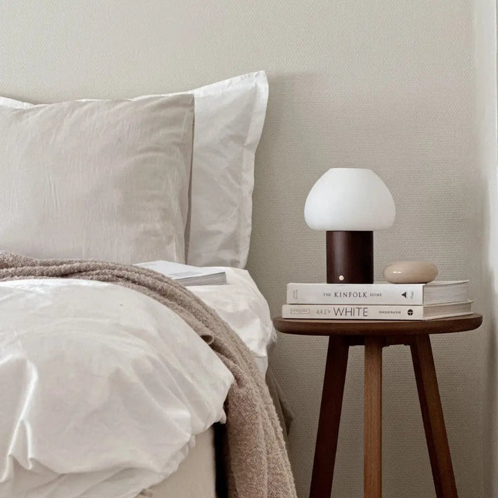 Fynn Dark Brown Wooden Lamp – Rechargeable & Dimmable Light