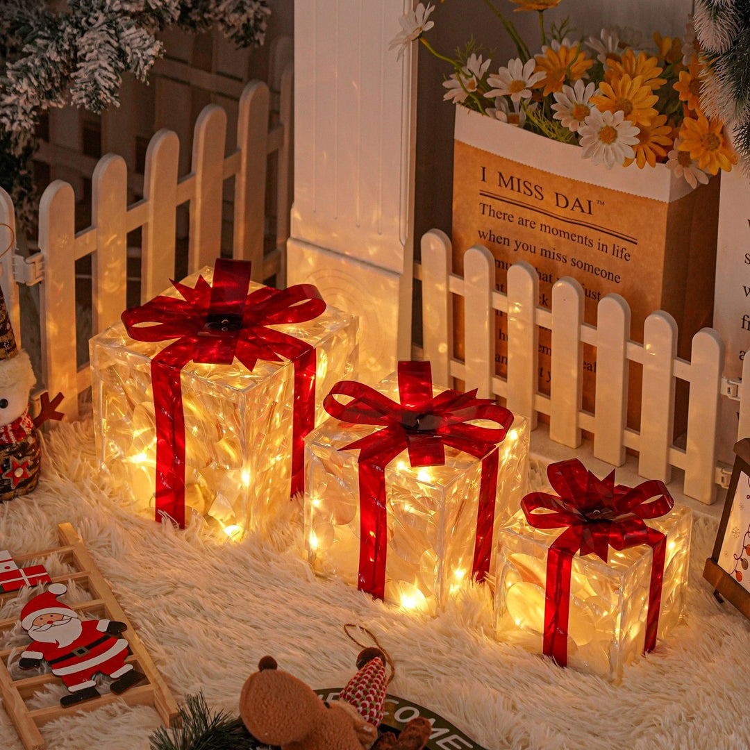 GlowBox – LED Gift Box Set for Christmas Decoration (3 Pieces)