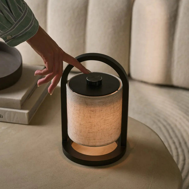 River Black wireless wooden lamp – Rechargeable and dimmable