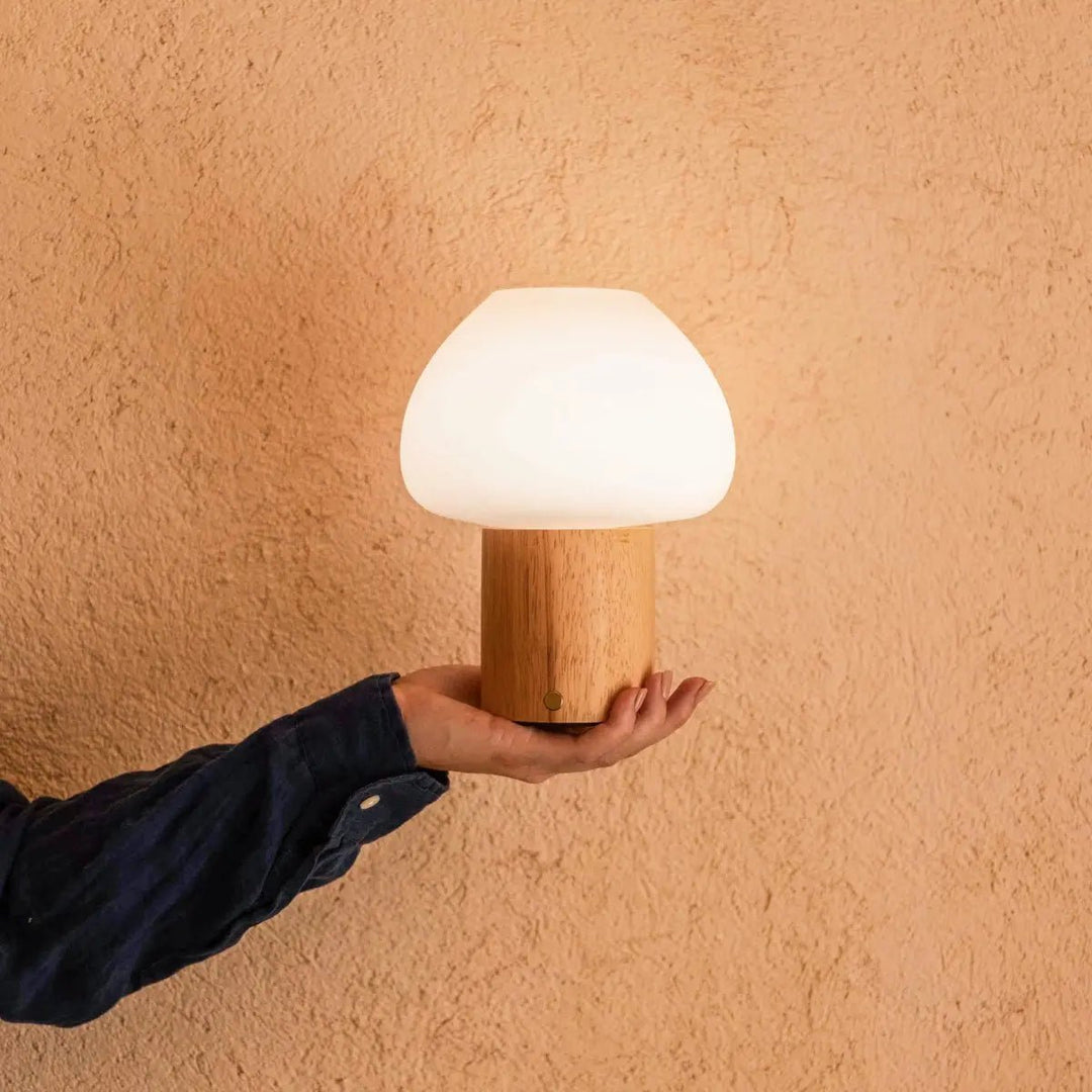 Fynn Light Brown Wooden Lamp – Rechargeable and Dimmable