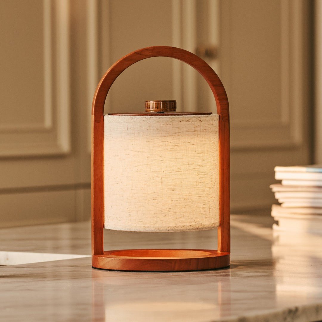 River Chestnut Wooden Rechargeable Lamp - Dimmable and Wireless Light