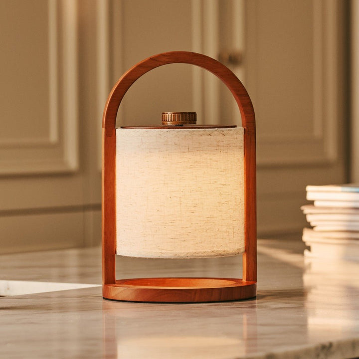 River Chestnut Wooden Rechargeable Lamp - Dimmable and Wireless Light