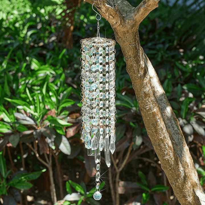 AuraHarmony Crystal Wind Chime - Elegant Design with Metal Leaves - Creates a Calm Atmosphere