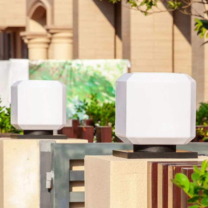 PatioGlow | White Cube-Shaped Solar Lamp