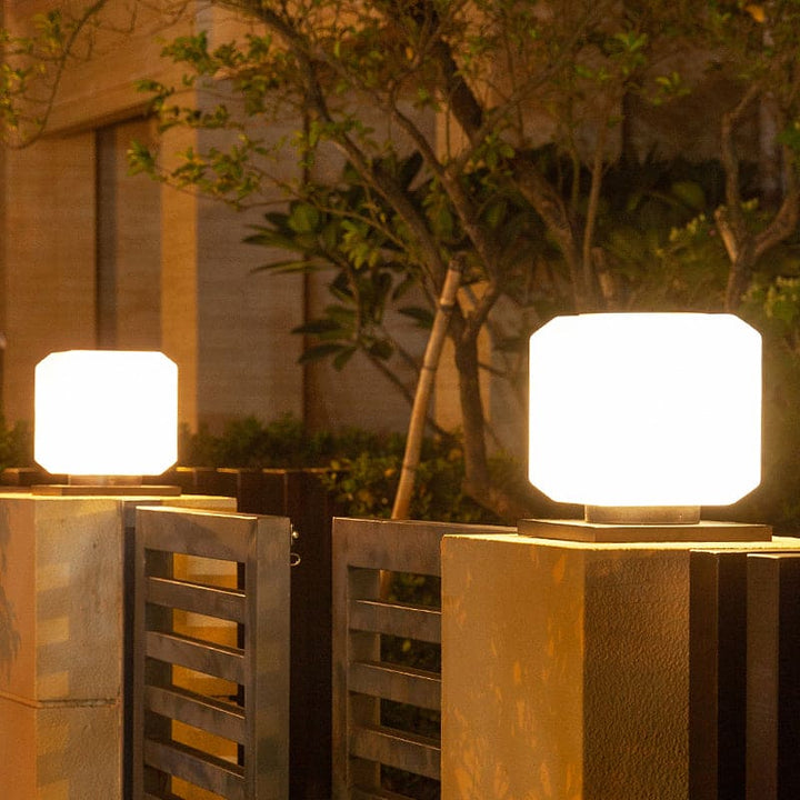 PatioGlow | White Cube-Shaped Solar Lamp
