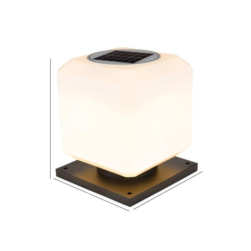 PatioGlow | White Cube-Shaped Solar Lamp