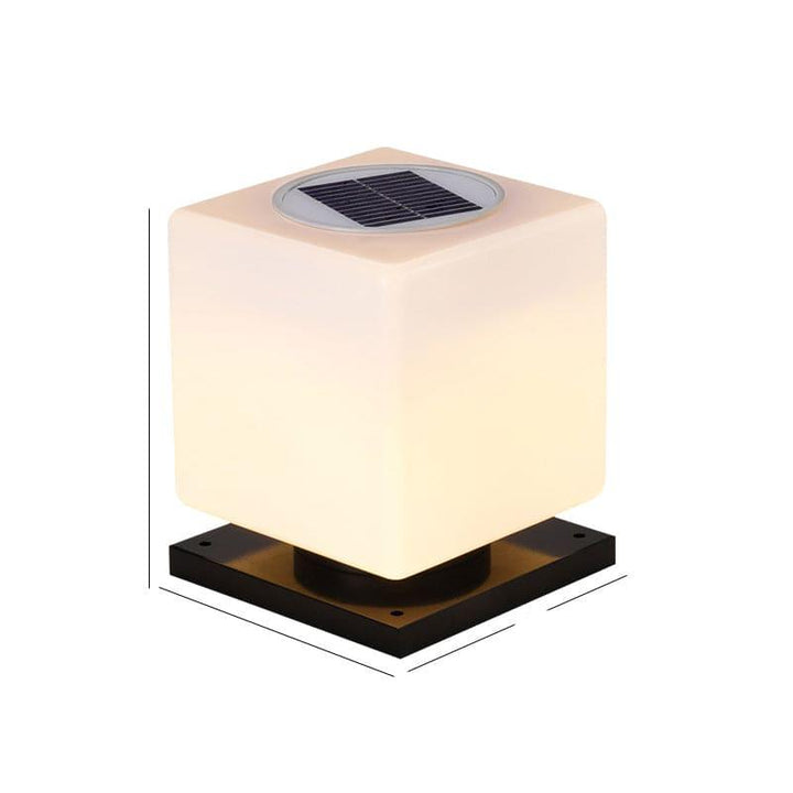 PatioGlow | White Cube-Shaped Solar Lamp