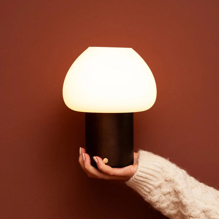 Fynn Dark Brown Wooden Lamp – Rechargeable & Dimmable Light