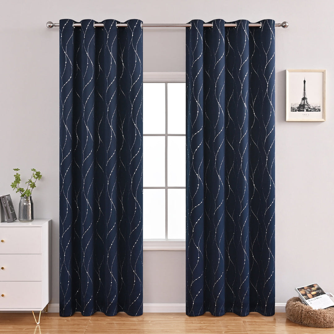 DarkRipple | Blackout Curtain with Dot and Wave Patterns