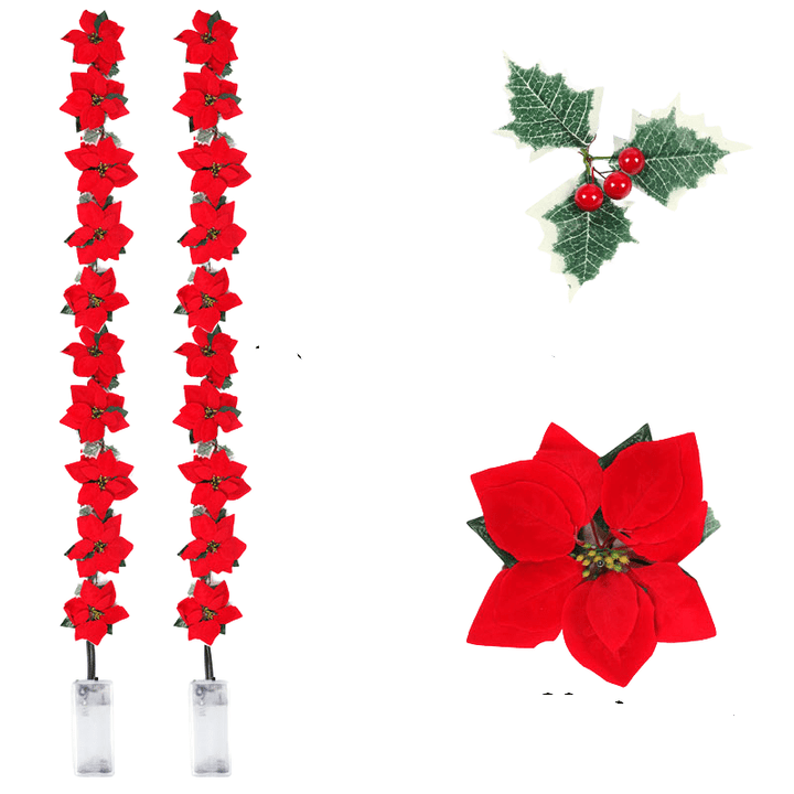 PoinsettiaGlow | Poinsettia Flower Garland Lights