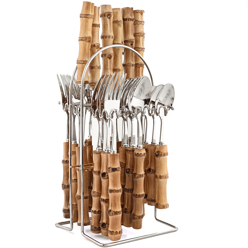 BambooGrace | Bamboo Handle Stainless Steel Cutlery Set
