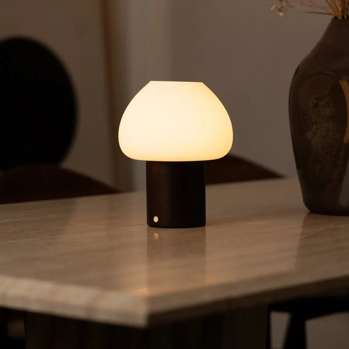 Fynn Dark Brown Wooden Lamp – Rechargeable & Dimmable Light