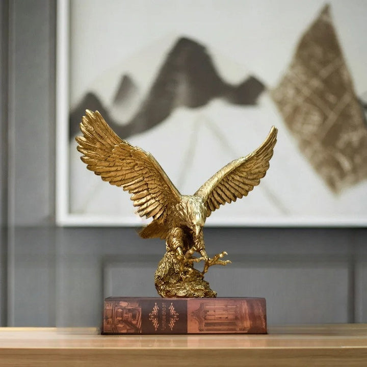 MajesticGold Golden Eagle Statue - Luxury Decorative Accent - Ideal for Home, Office, or as a Unique Gift