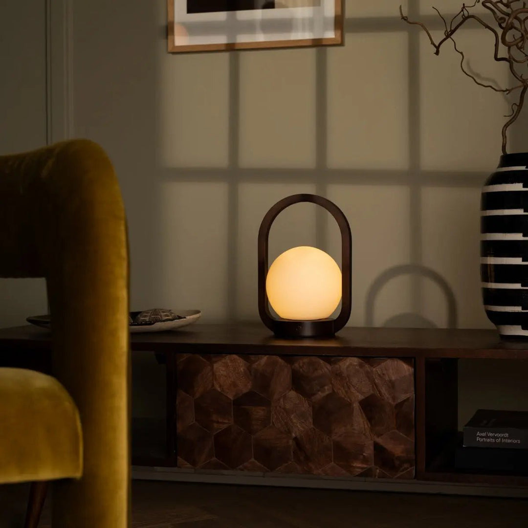 Skye Dark Brown Wooden Cordless Lamp | Rechargeable and Dimmable Design