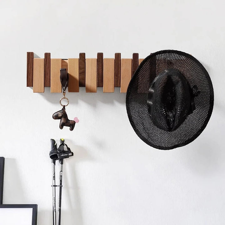 Clavea – Solid Wood Coat Rack – Smart Foldable Hooks and Musical Design