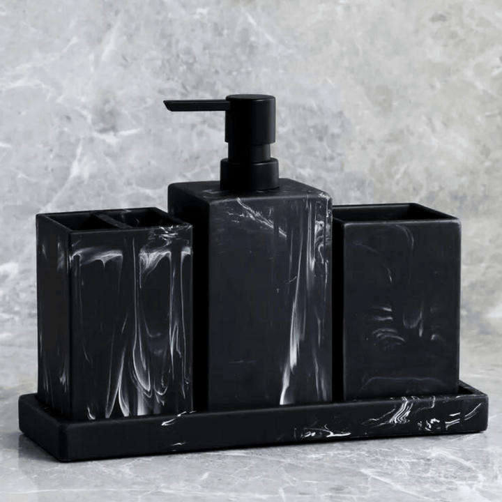 EleganceTouch | Complete Marble Bathroom Organizer Set