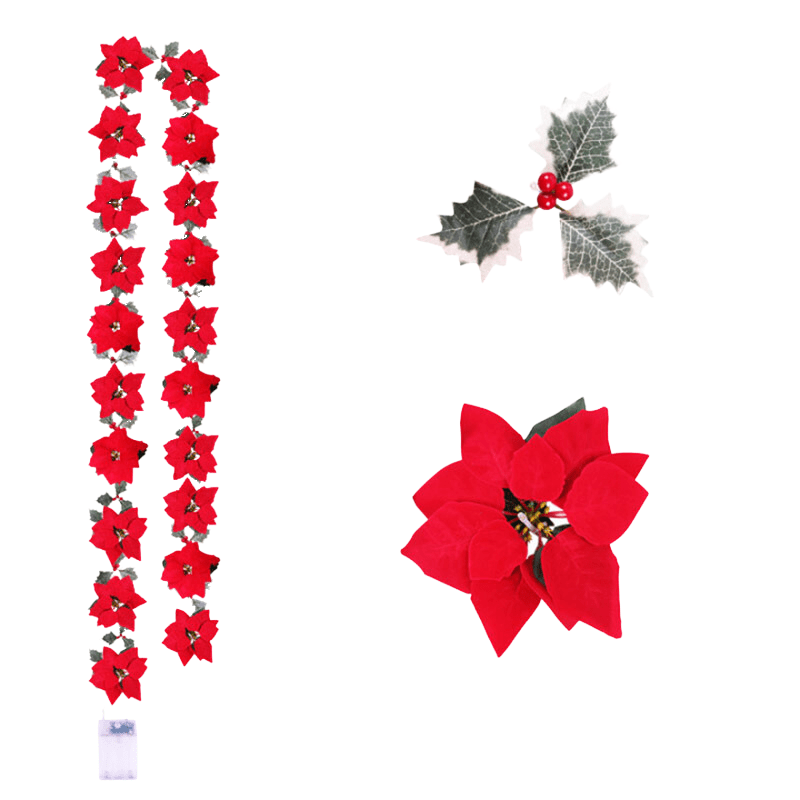 PoinsettiaGlow | Poinsettia Flower Garland Lights