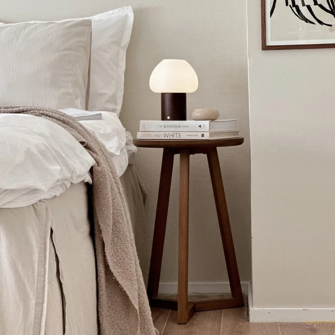 Fynn Dark Brown Wooden Lamp – Rechargeable & Dimmable Light