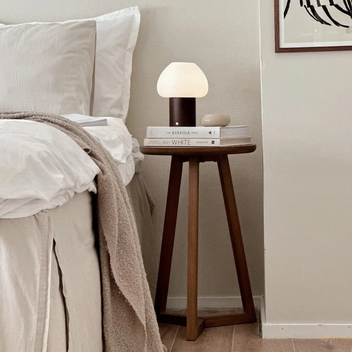 Fynn Dark Brown Wooden Lamp – Rechargeable & Dimmable Light