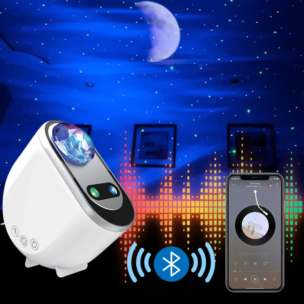 3-in-1 Galaxy Projector – Soothing White Noise – Bluetooth and Rhythm Mode