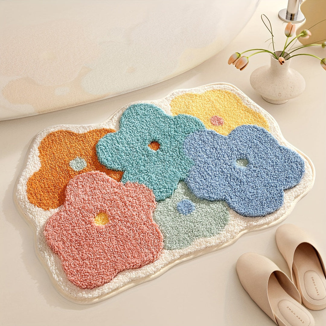 FloraCush - Extra Absorbent Floral Bath Mat - Luxury Mat with Elegant Design