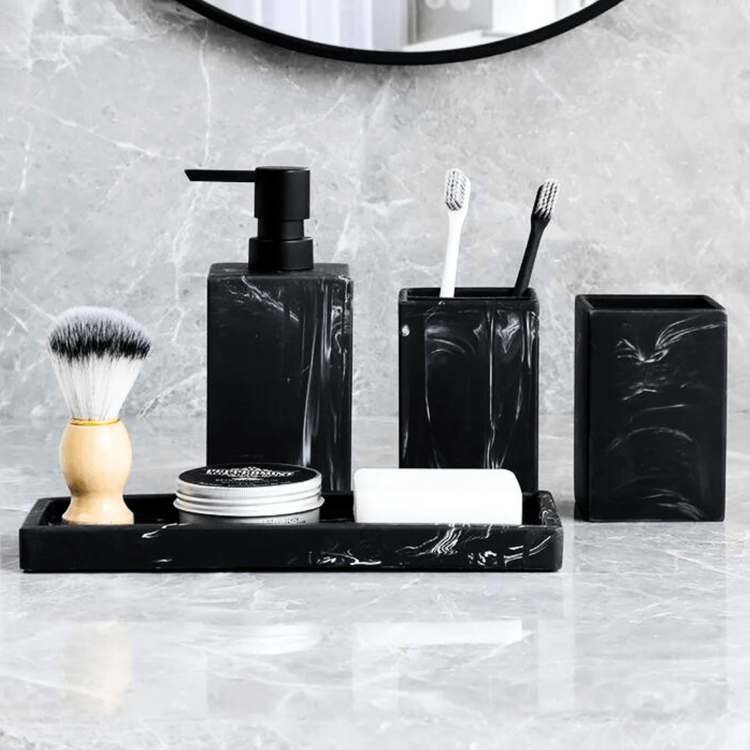 EleganceTouch | Complete Marble Bathroom Organizer Set