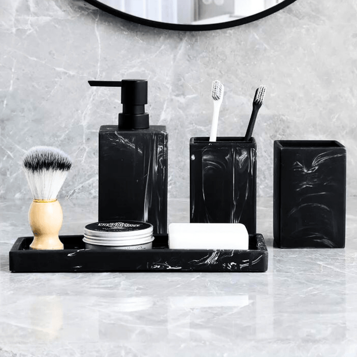 EleganceTouch | Complete Marble Bathroom Organizer Set