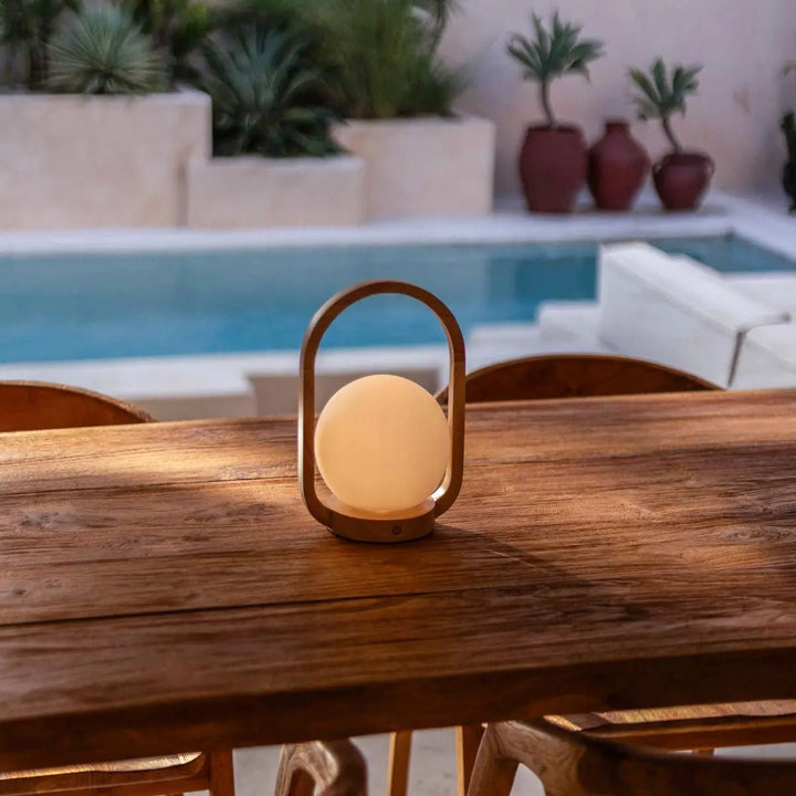 Skye Light Brown Wooden Cordless Lamp | Rechargeable and Dimmable Design