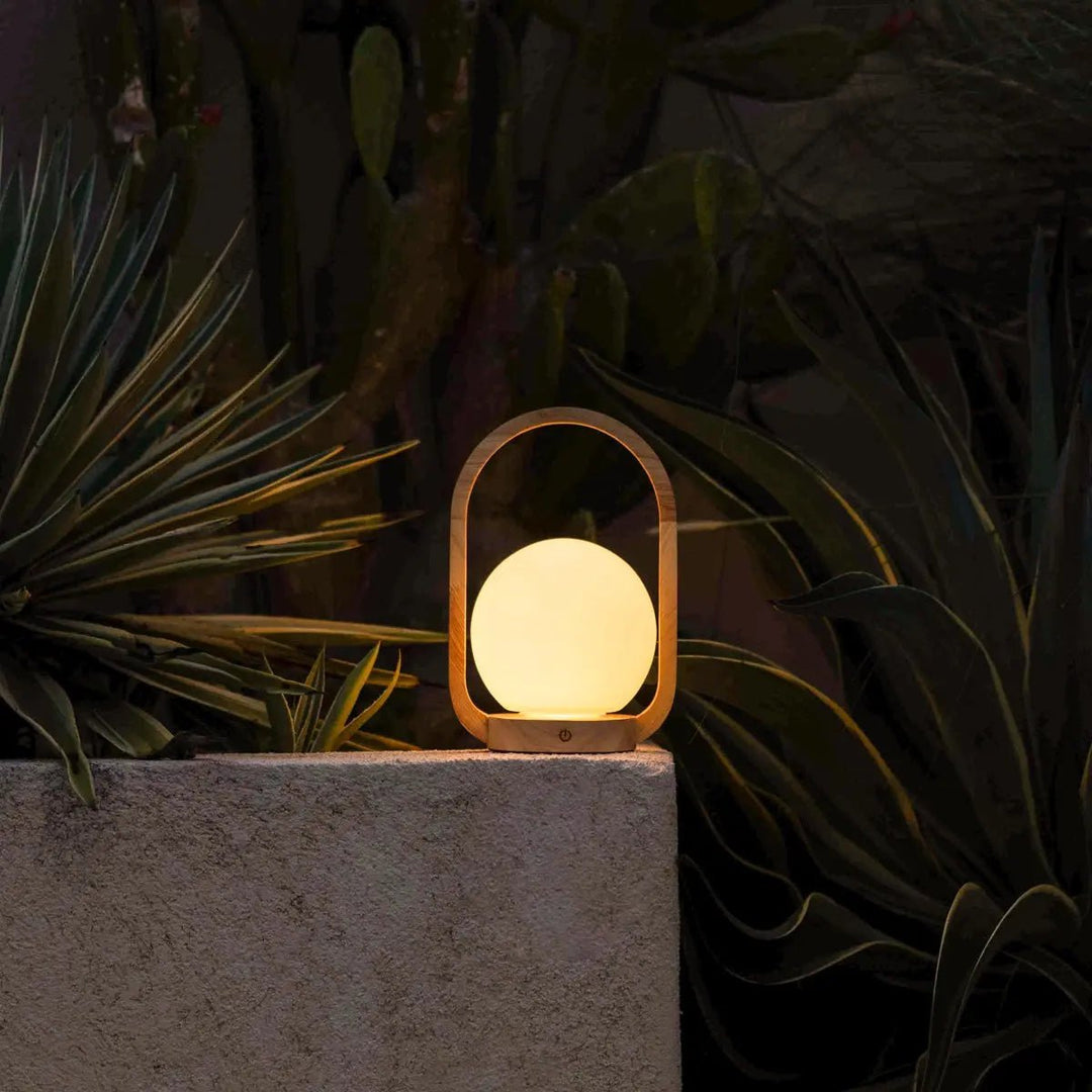 Skye Light Brown Wooden Cordless Lamp | Rechargeable and Dimmable Design