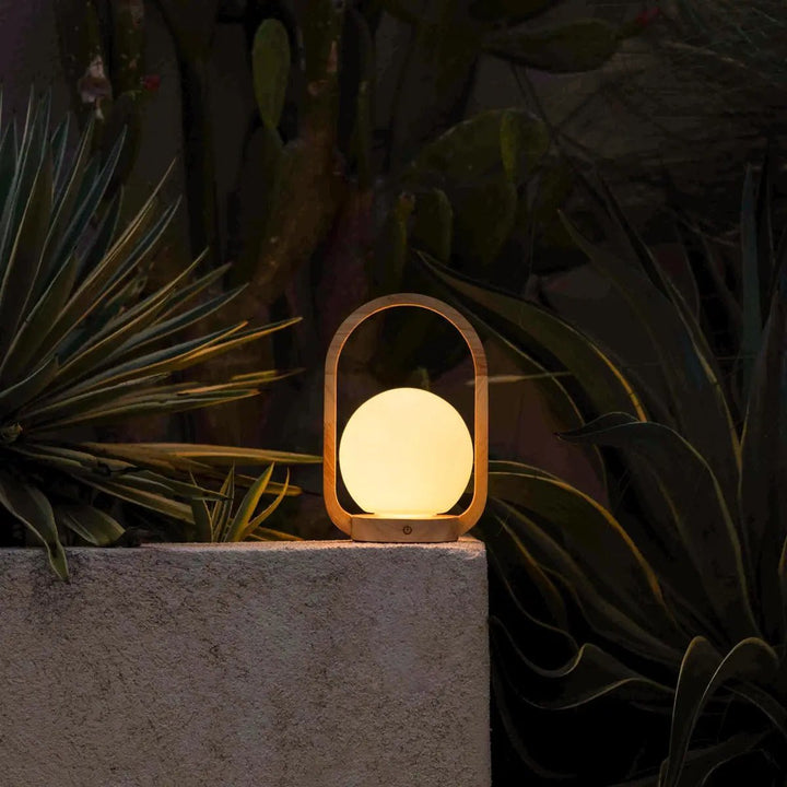 Skye Light Brown Wooden Cordless Lamp | Rechargeable and Dimmable Design